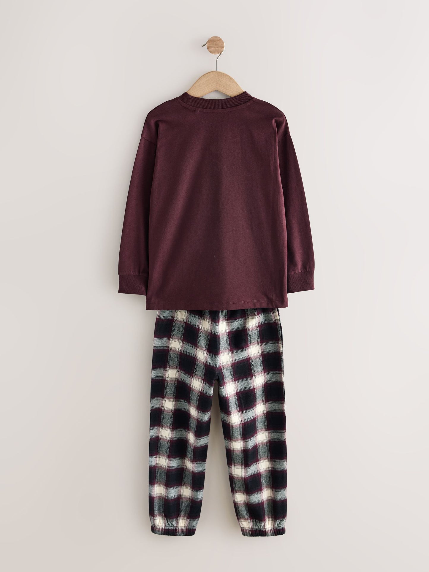 Burgundy Red/Brown Woven Check Pyjamas 3 Pack (3-16yrs) image 9