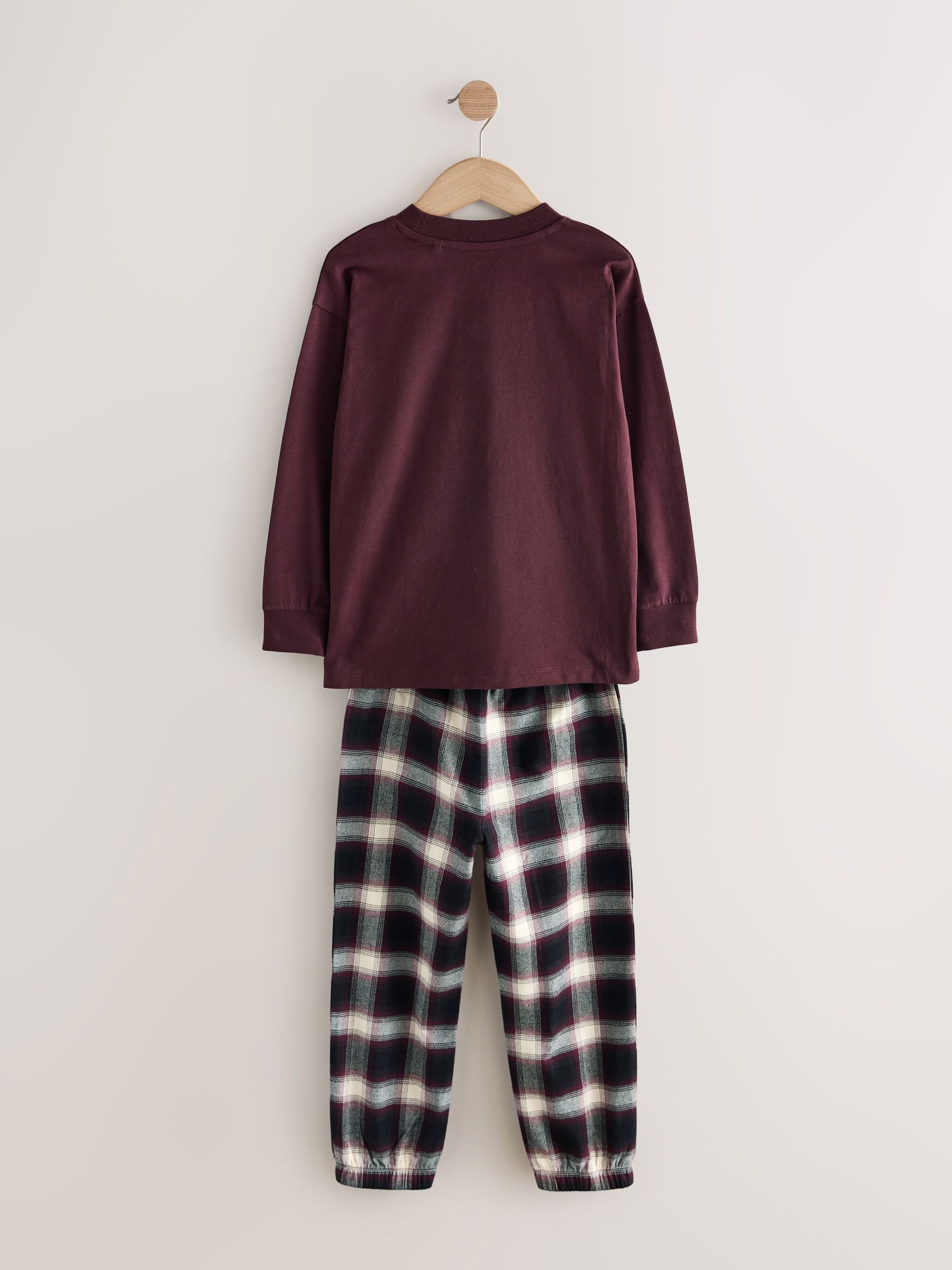 Burgundy Red/Brown Woven Check Pyjamas 3 Pack (3-16yrs) image 9