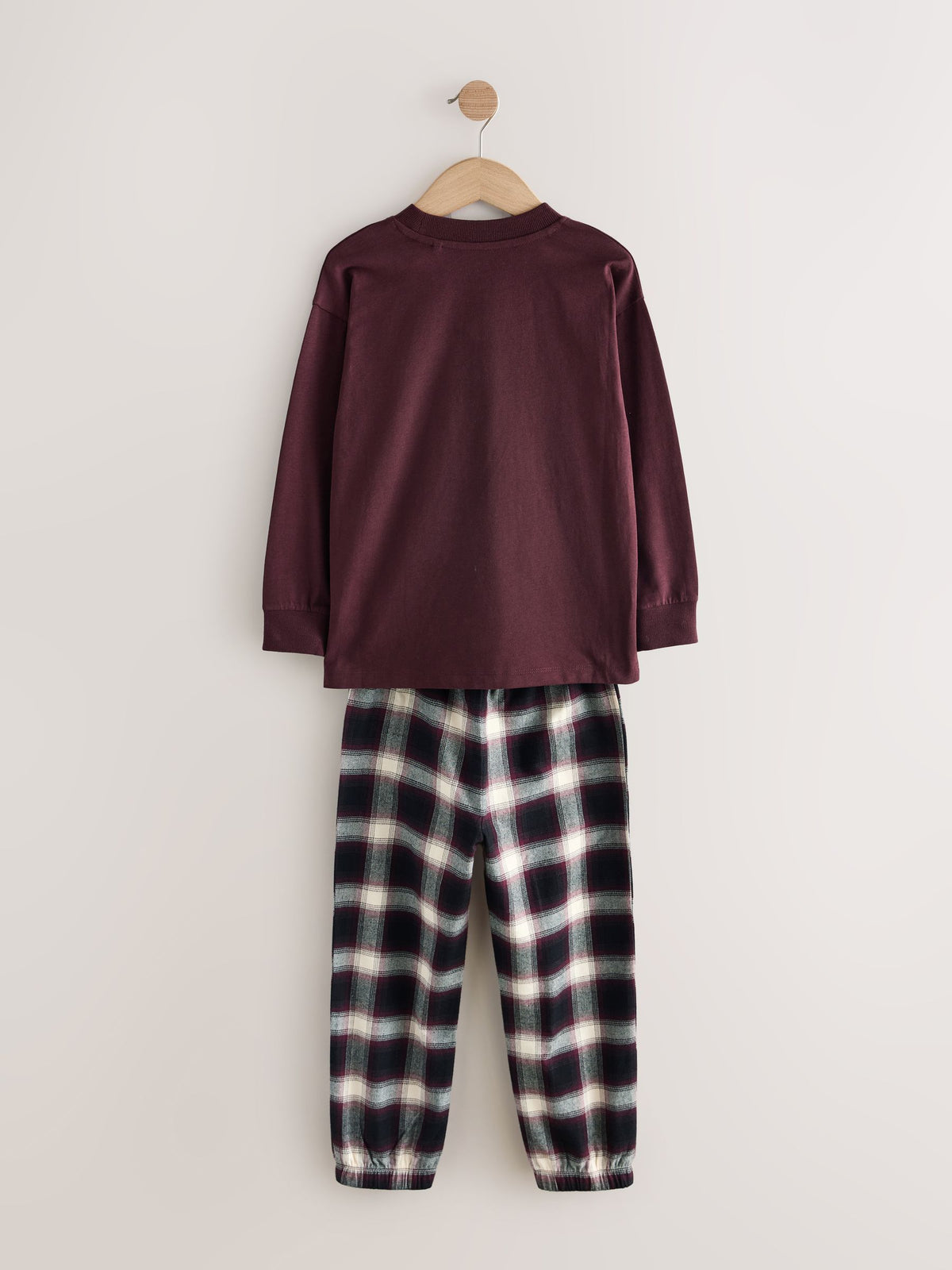 Burgundy Red/Brown Woven Check Pyjamas 3 Pack (3-16yrs) - image 8