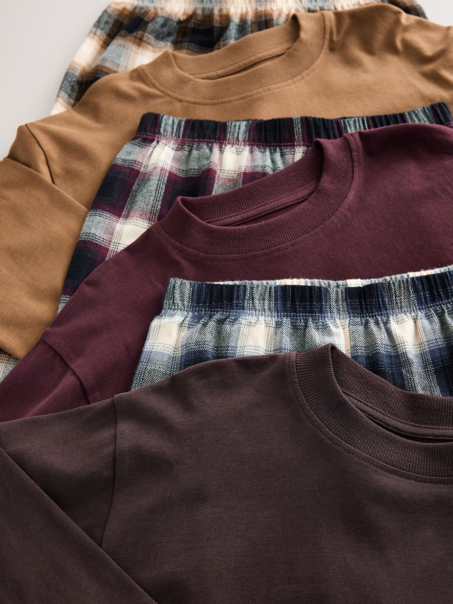 Burgundy Red/Brown Woven Check Pyjamas 3 Pack (3-16yrs) image 10