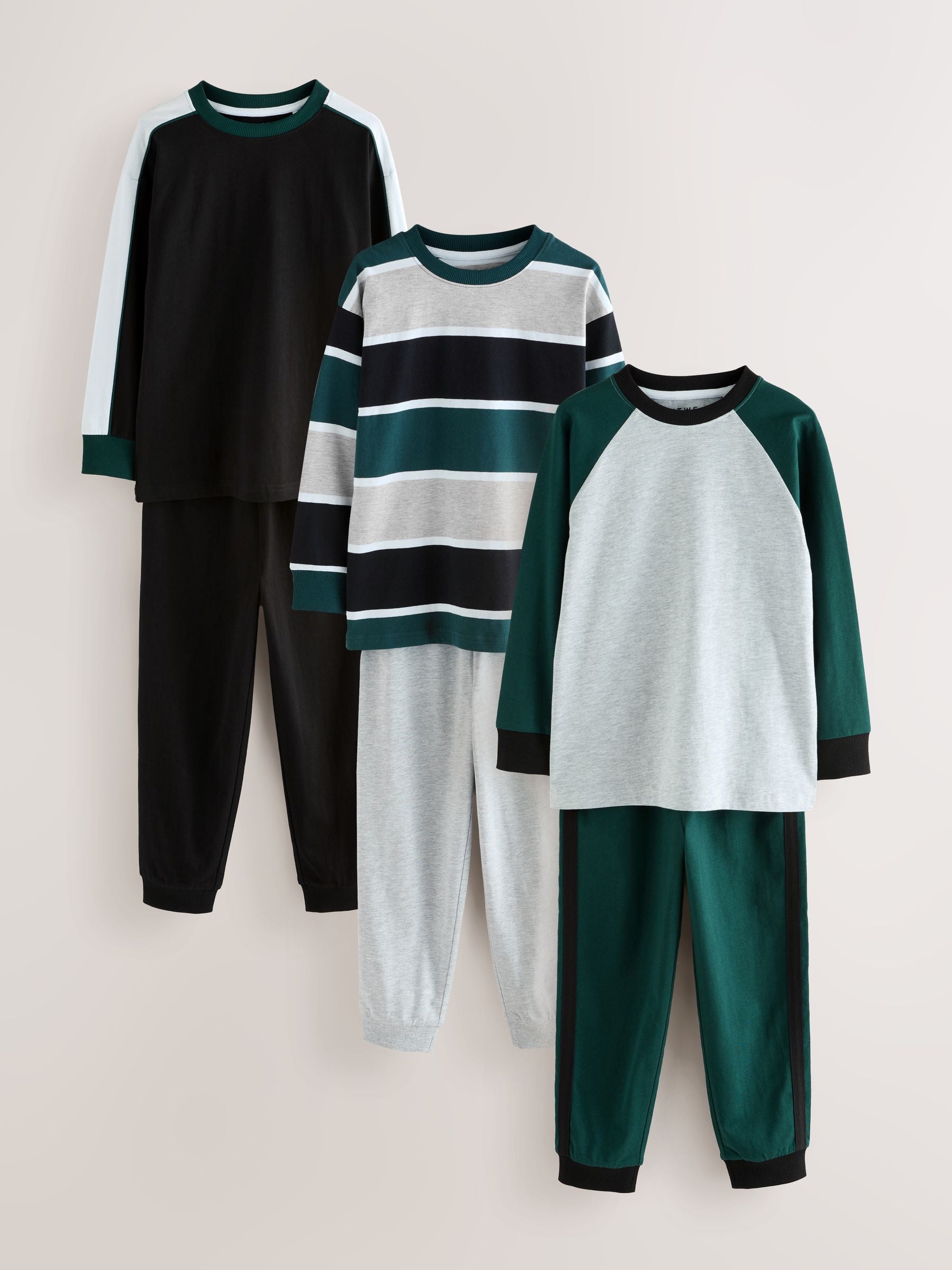 Green Long Sleeve Pyjamas 3 Pack (3-16yrs) image 1
