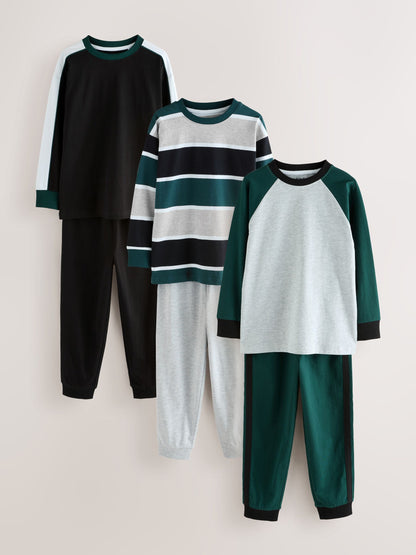 Green Long Sleeve Pyjamas 3 Pack (3-16yrs) image 1