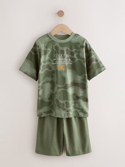 Blue/Green Camo Short Pyjamas 3 Pack (3-16yrs) image 3