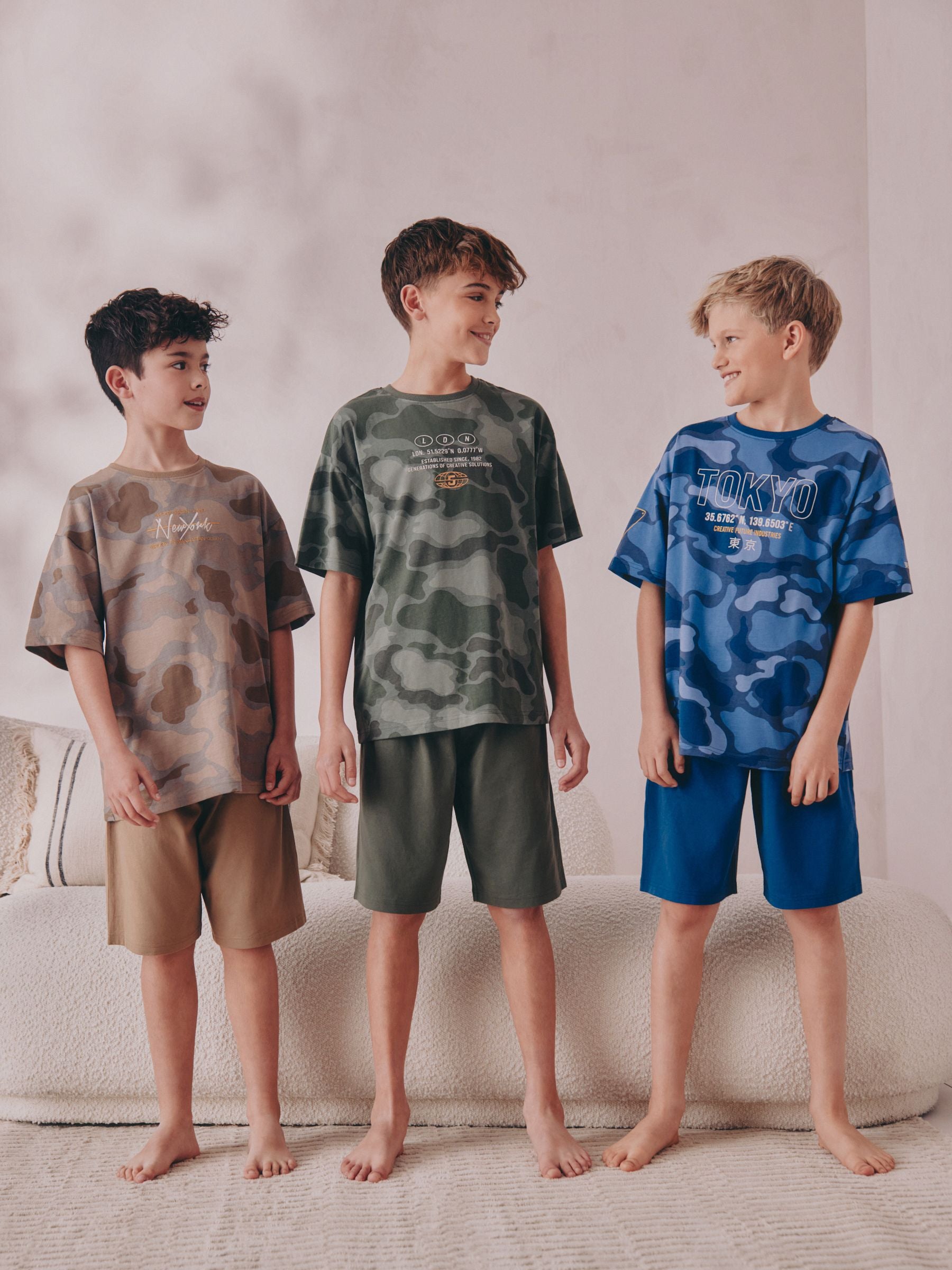 Blue/Green Camo Short Pyjamas 3 Pack (3-16yrs) image 6