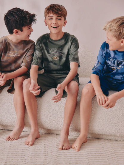 Blue/Green Camo Short Pyjamas 3 Pack (3-16yrs) image 11