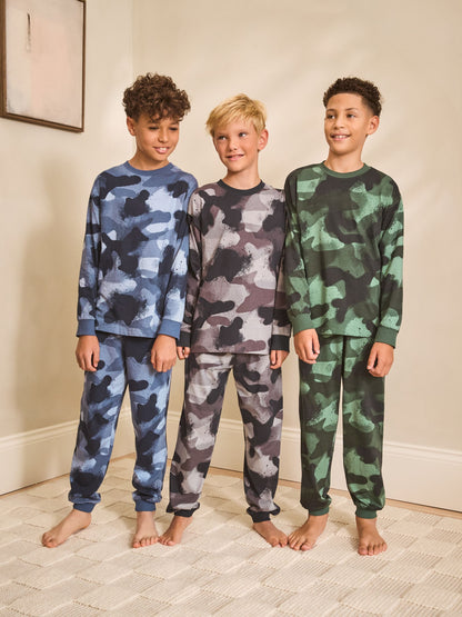 Multi Camo Long Sleeve Pyjamas 3 Pack (3-16yrs) - image 1