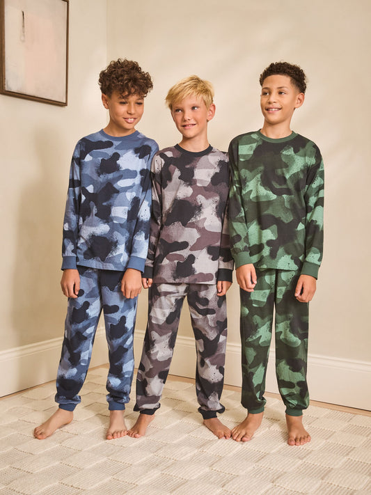 Multi Camo Long Sleeve Pyjamas 3 Pack (3-16yrs) - image 1