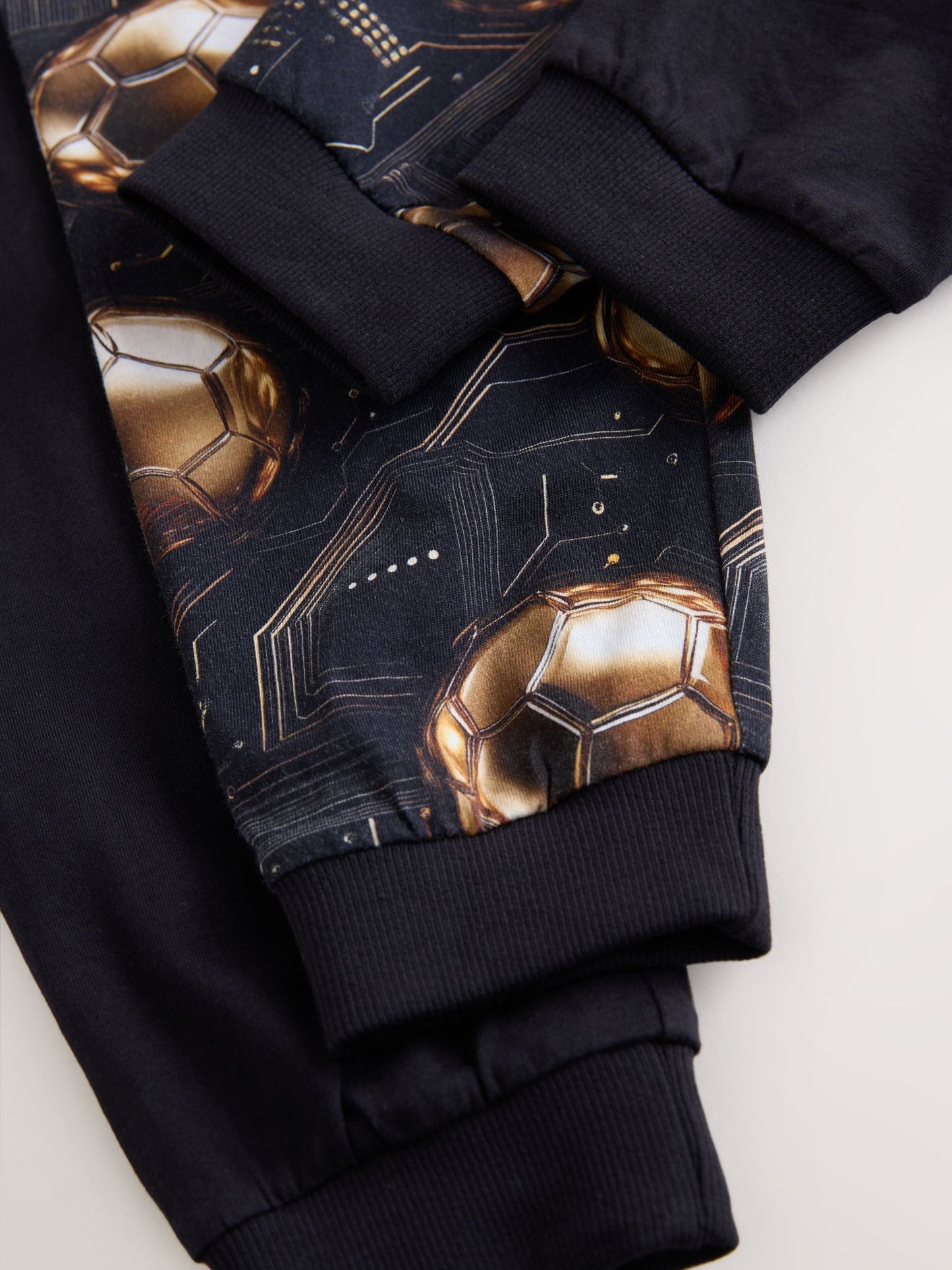 Black/Gold Football Long Sleeve Pyjamas 2 Pack (3-16yrs)