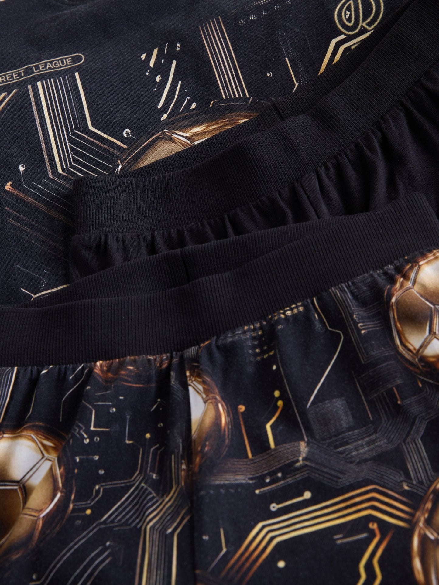 Black/Gold Football Long Sleeve Pyjamas 2 Pack (3-16yrs)