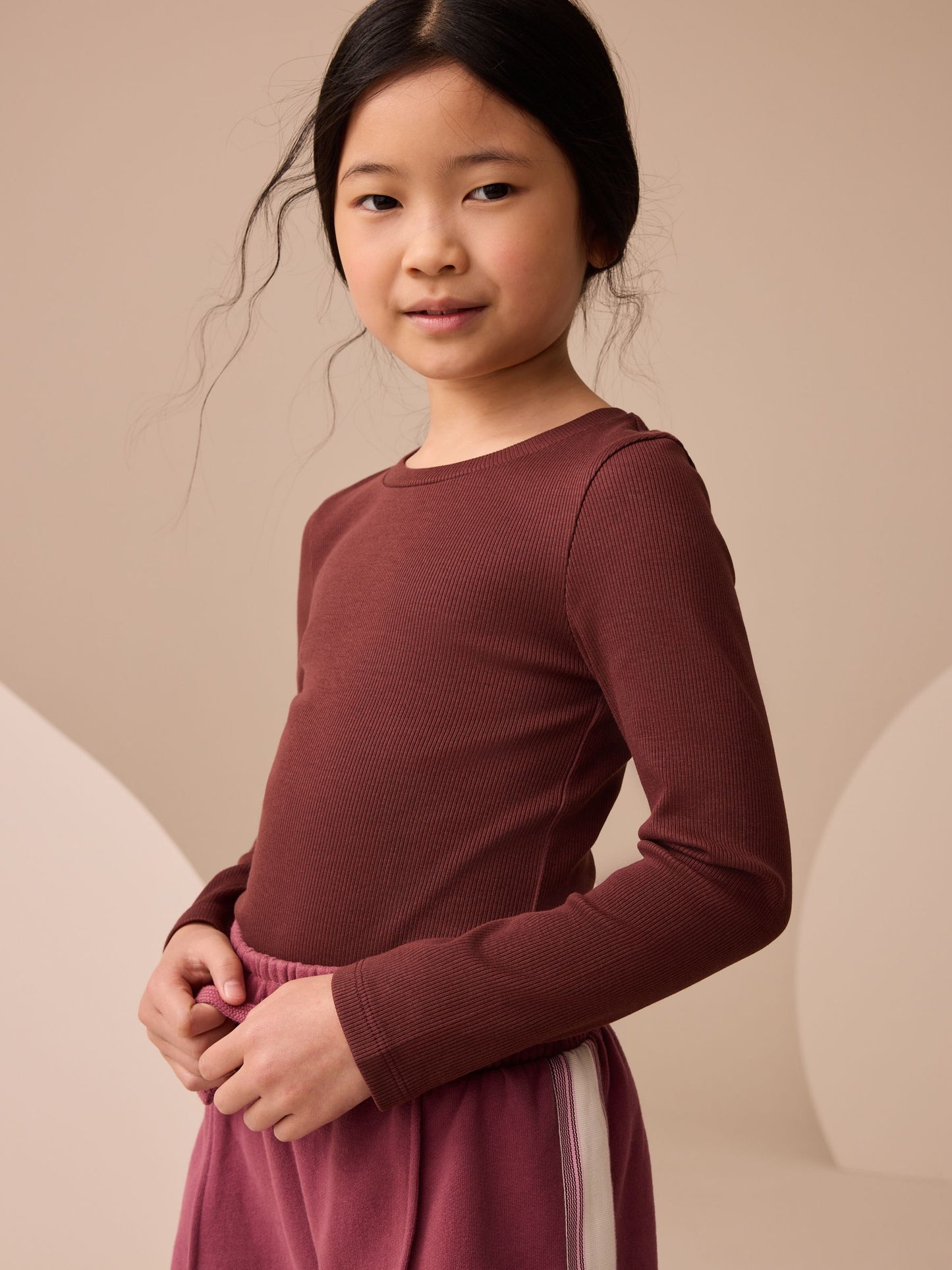 Dsiney Kidz - Chocolate Brown Long Sleeve Ribbed Top (3-16yrs) image 1