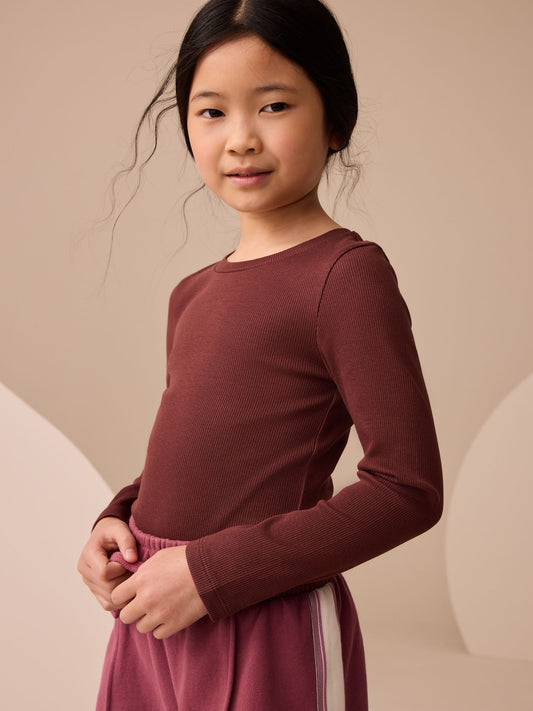 Dsiney Kidz - Chocolate Brown Long Sleeve Ribbed Top (3-16yrs) image 1