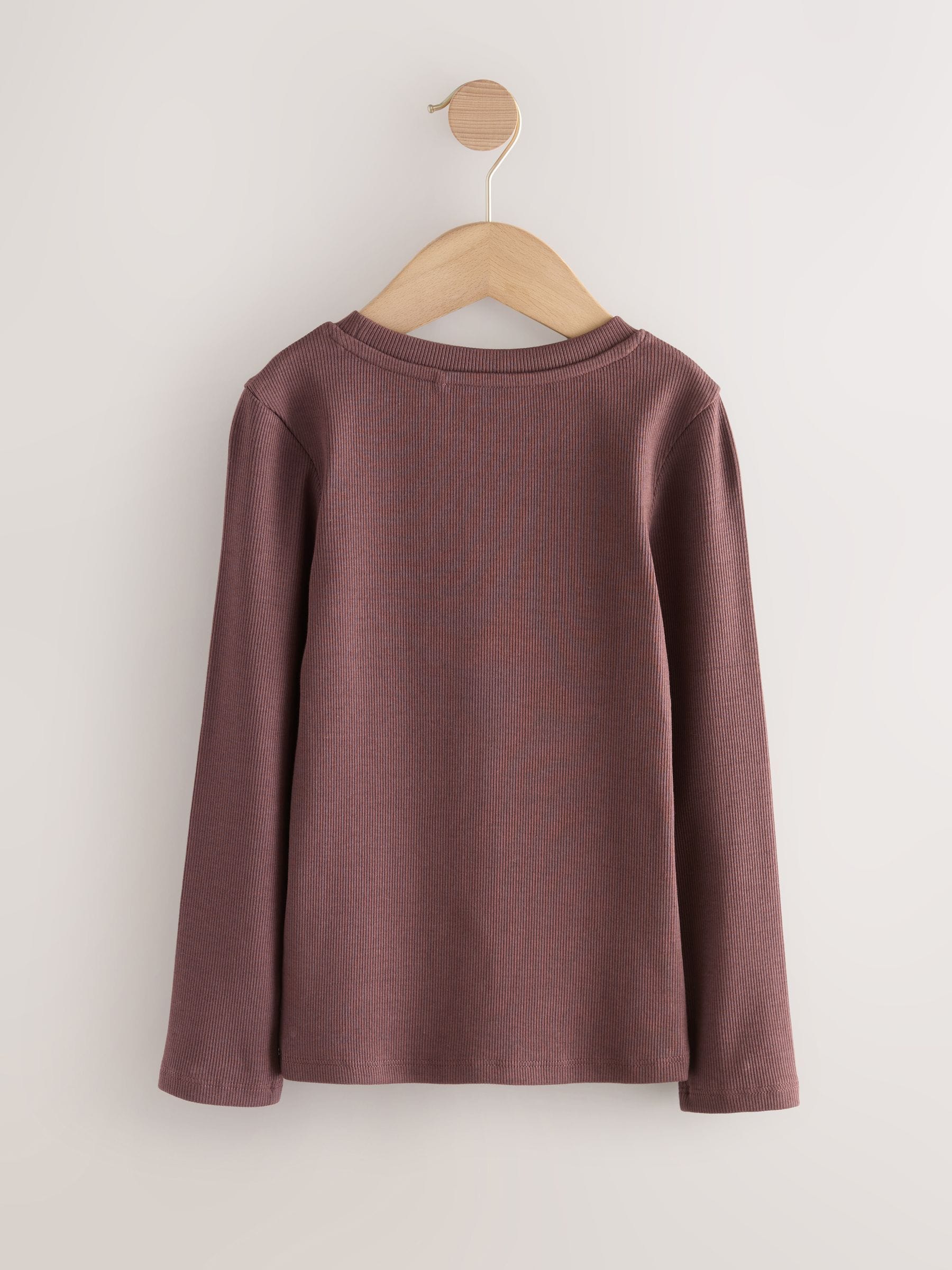 Dsiney Kidz - Chocolate Brown Long Sleeve Ribbed Top (3-16yrs) image 7