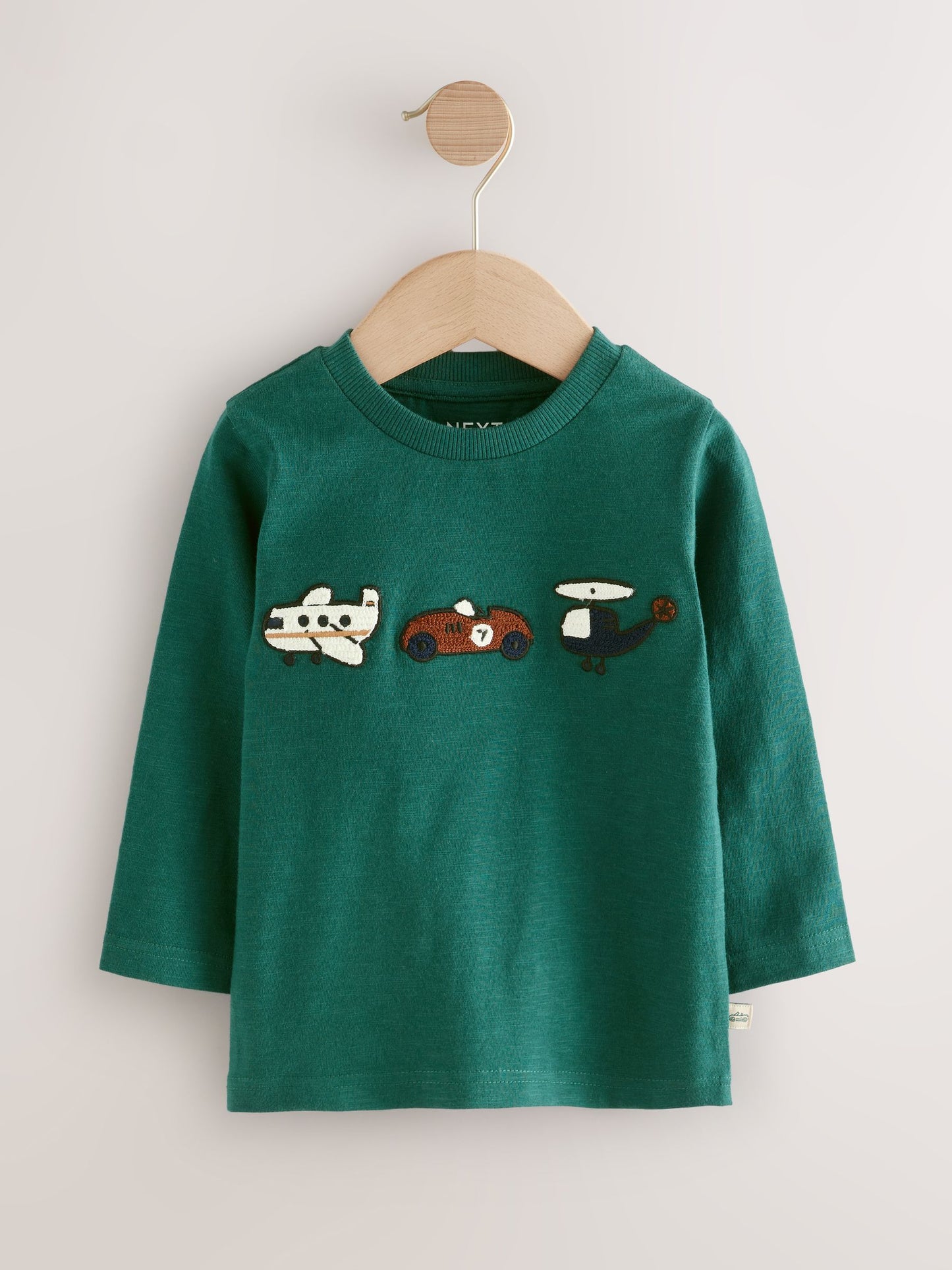 Green Transport Long Sleeve Appliqué T-Shirt (3mths-7yrs) image 1