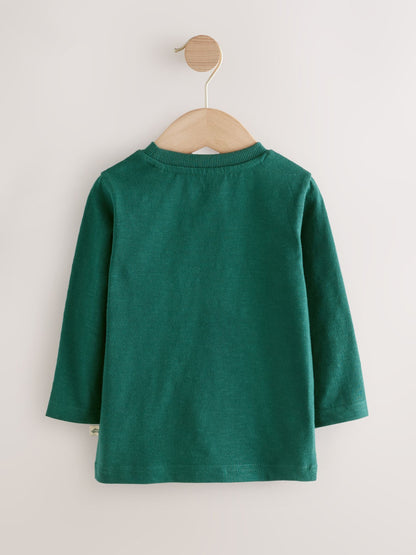 Green Transport Long Sleeve Appliqué T-Shirt (3mths-7yrs) image 2