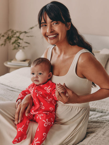 Red Bow Two Way Zip Baby Sleepsuits 3 Pack (0-2yrs)