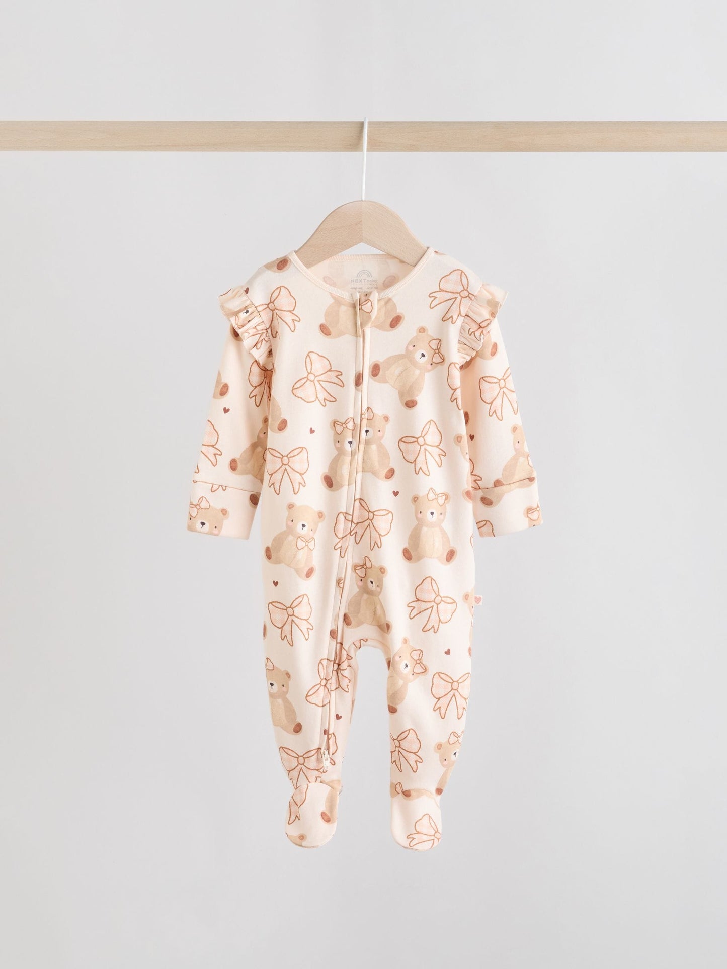 Neutral Bear Two Way Zip Baby Sleepsuits 3 Pack (0-2yrs) image 3