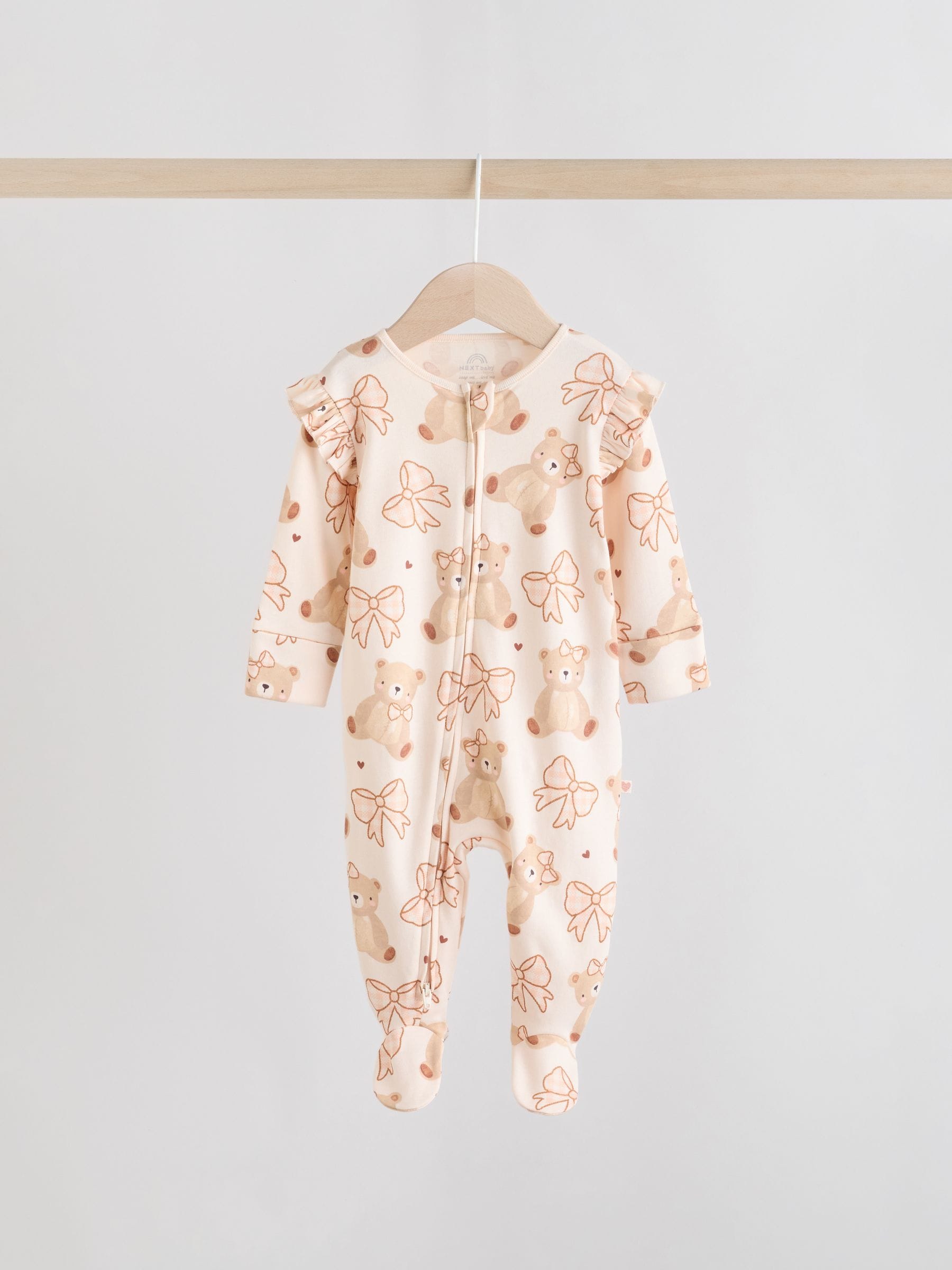 Neutral Bear Two Way Zip Baby Sleepsuits 3 Pack (0-2yrs) image 3