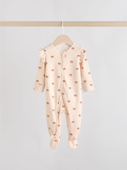Neutral Bear Two Way Zip Baby Sleepsuits 3 Pack (0-2yrs) image 4