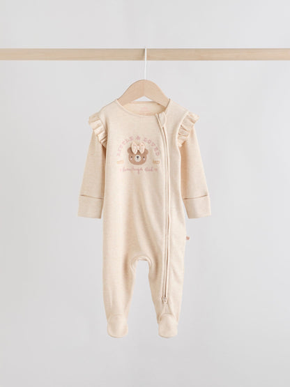 Neutral Bear Two Way Zip Baby Sleepsuits 3 Pack (0-2yrs) image 5