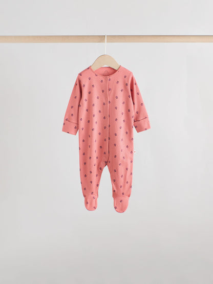 Pink/Rust Ditsy Floral 5 Pack Baby Sleepsuits (0-2yrs) image 5