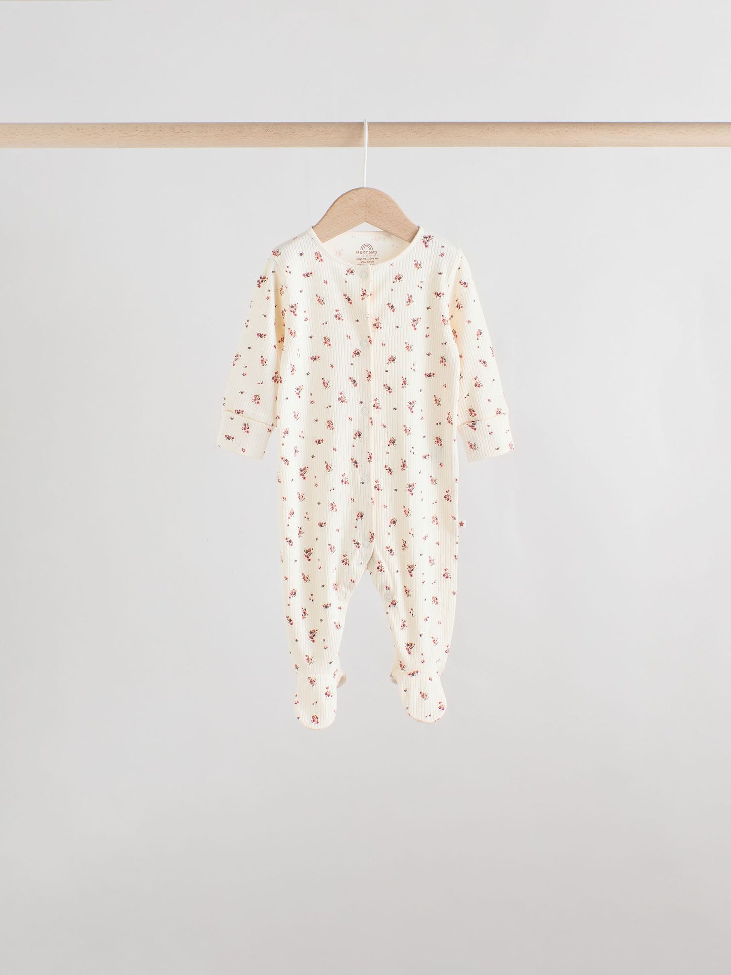 Pink/Rust Ditsy Floral 5 Pack Baby Sleepsuits (0-2yrs) image 6