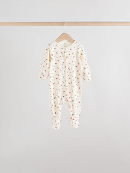 Pink/Rust Ditsy Floral 5 Pack Baby Sleepsuits (0-2yrs) image 6