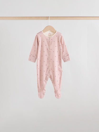 Pink/Rust Ditsy Floral 5 Pack Baby Sleepsuits (0-2yrs) image 8