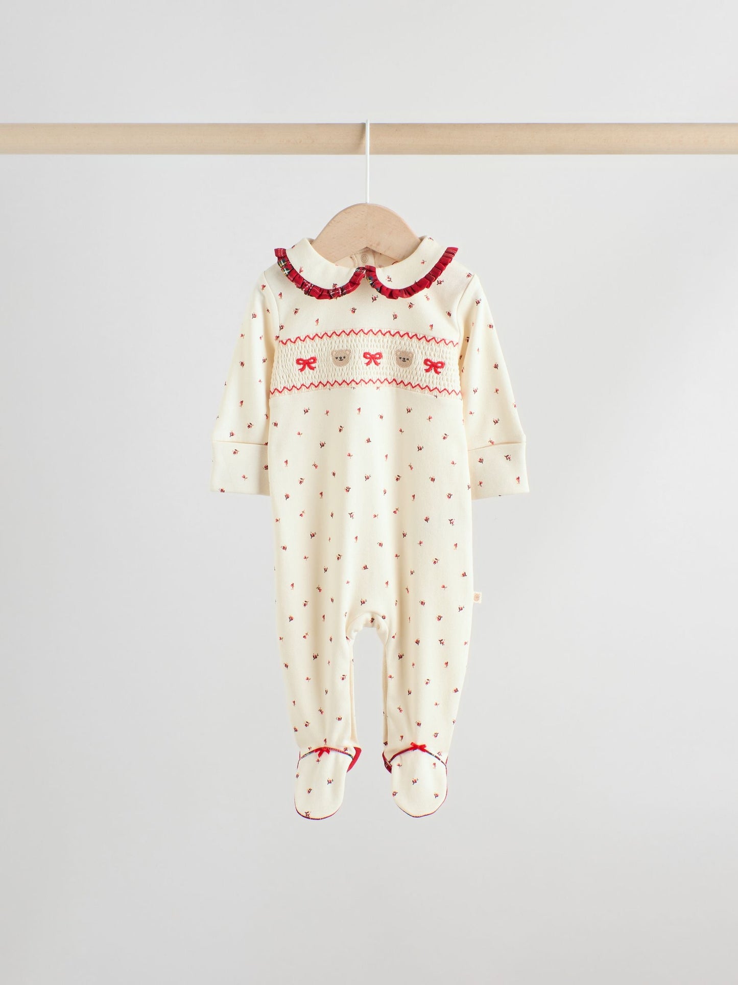 Red Bow Bear Baby Sleepsuits 3 Pack (0mths-2yrs)