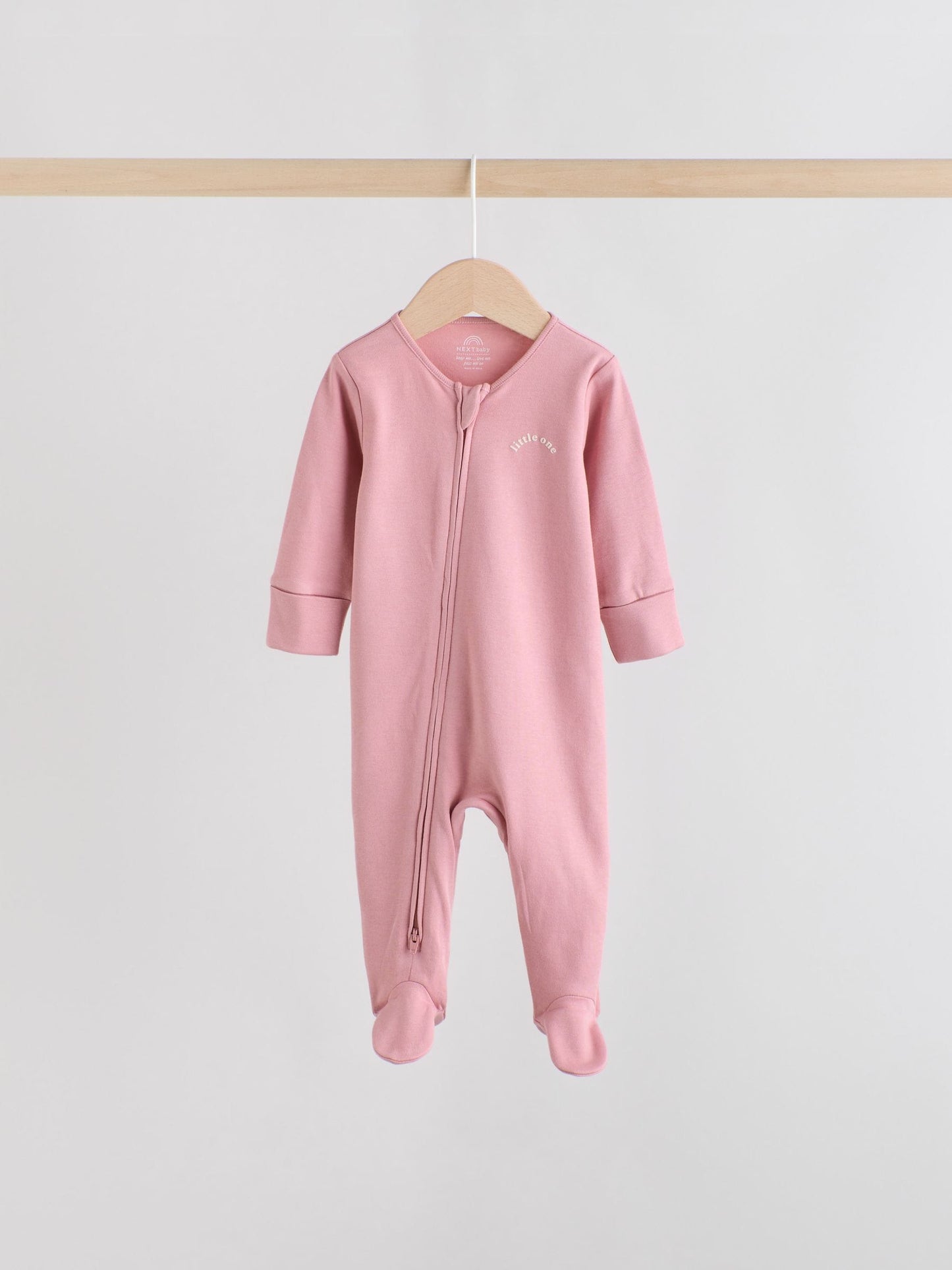 Pink Heart Two Way Zip Baby Sleepsuits 3 Pack (0-2yrs) image 3