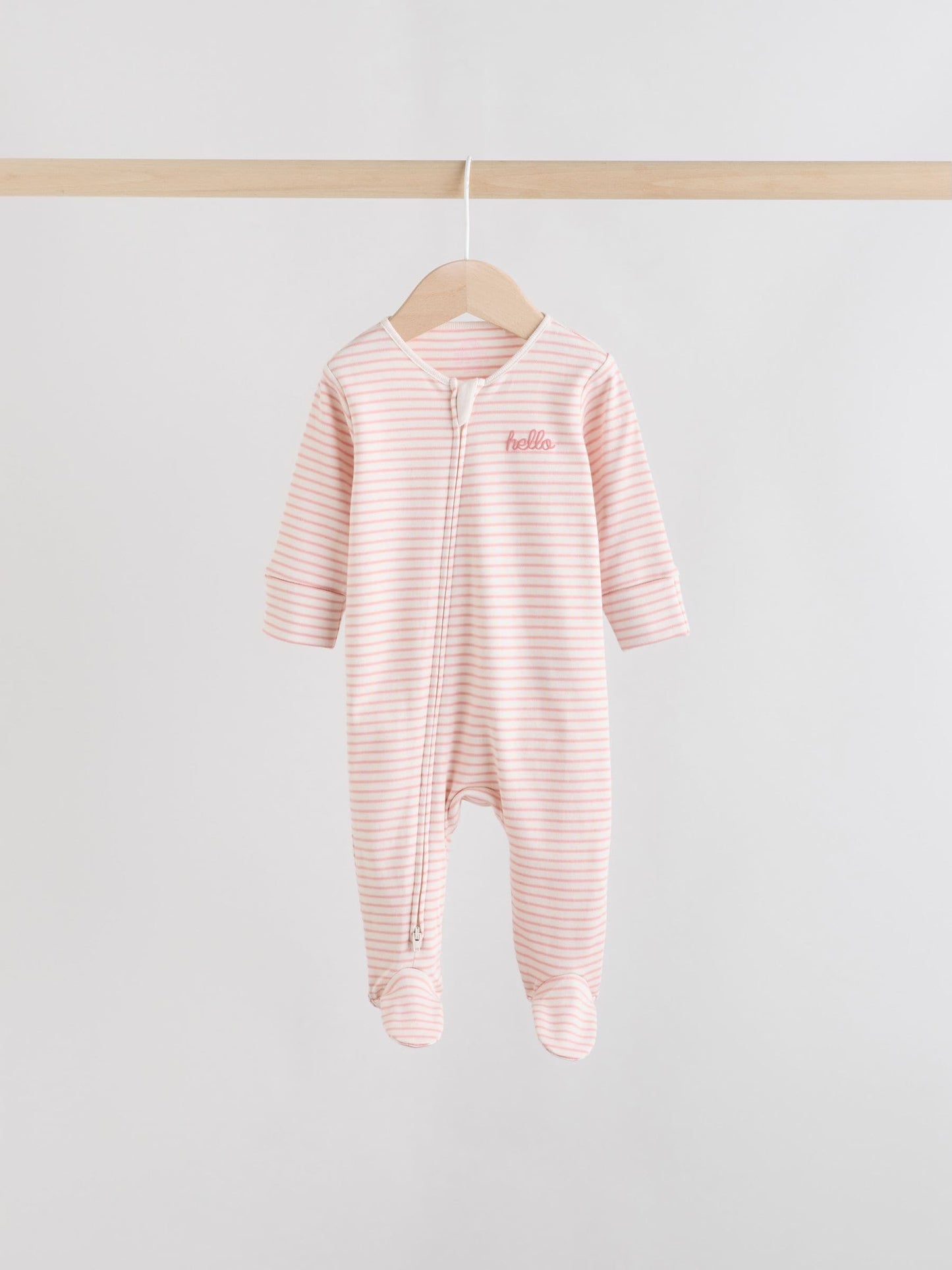 Pink Heart Two Way Zip Baby Sleepsuits 3 Pack (0-2yrs) image 4
