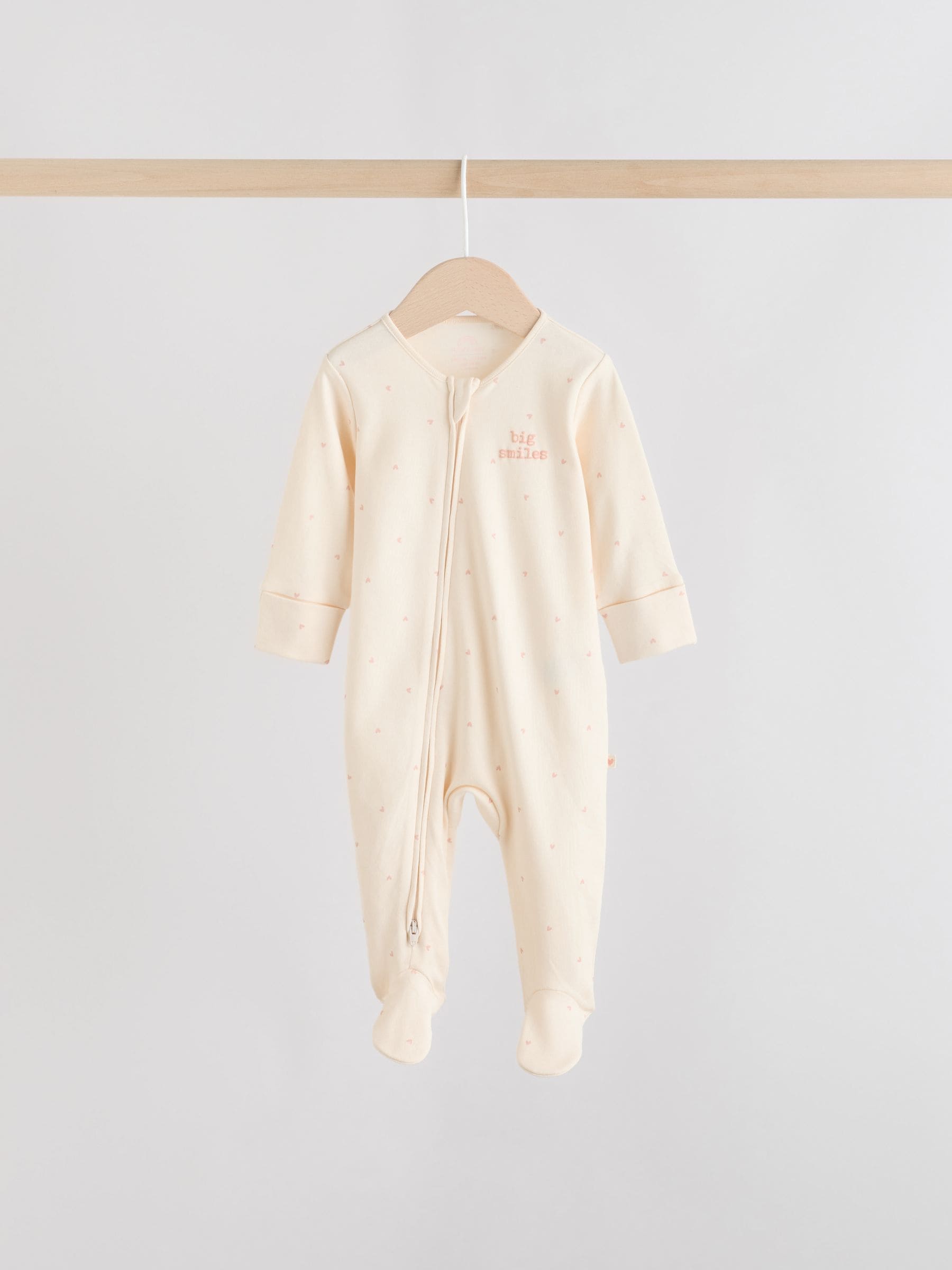 Pink Heart Two Way Zip Baby Sleepsuits 3 Pack (0-2yrs) image 5
