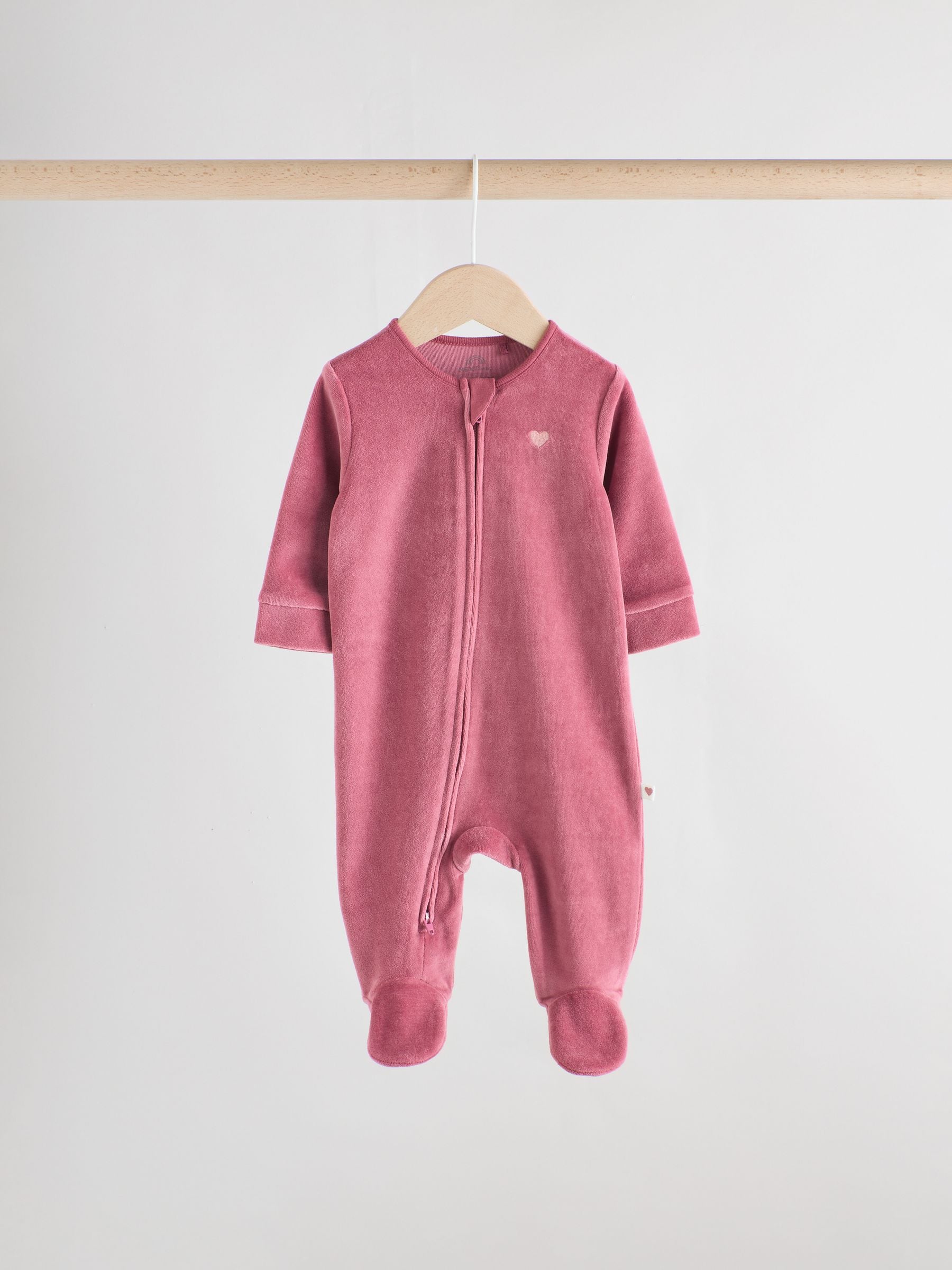 Pink Velour Baby Sleepsuits 2 Pack (0mths-2yrs) image 5