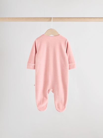 Pink Velour Baby Sleepsuits 2 Pack (0mths-2yrs) image 7