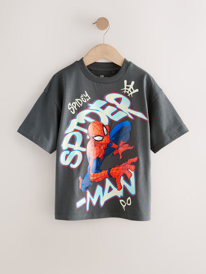 Dsiney Kidz - Charcoal Grey Gel Spiderman Short Sleeve T-Shirt (3-16yrs) image 1