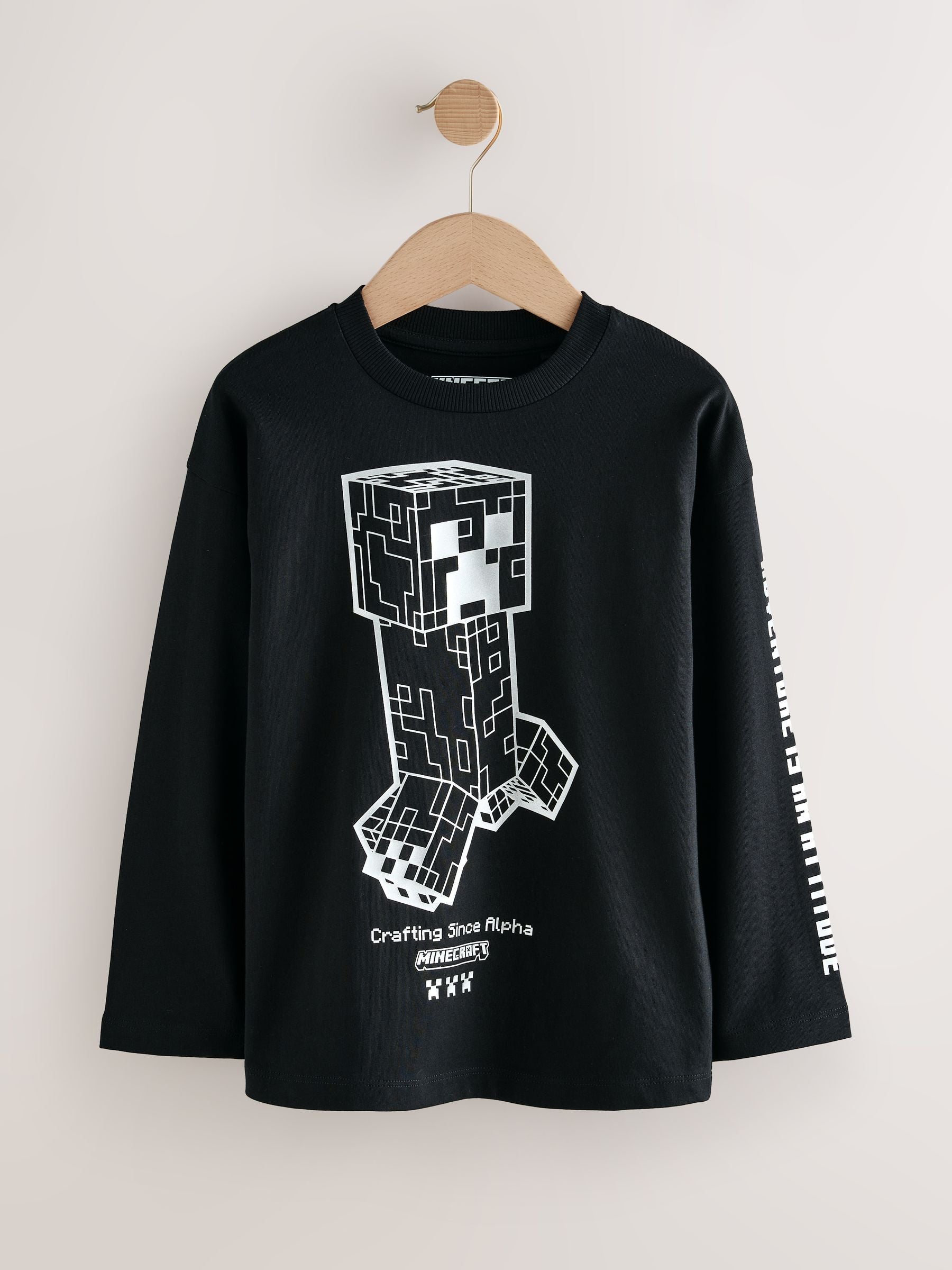 Dsiney Kidz - Black Creeper Minecraft Long Sleeve T-Shirt (3-16yrs) image 1