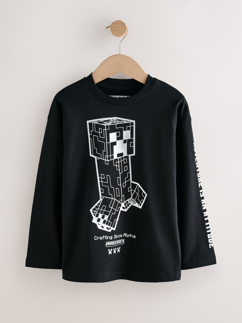Dsiney Kidz - Black Creeper Minecraft Long Sleeve T-Shirt (3-16yrs) image 1