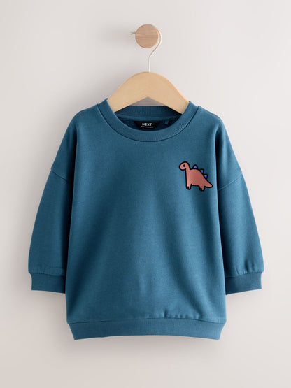 Dsiney Kidz - Blue Dinosaur Back Printed Crew Neck Sweat Top (3mths-7yrs) image 1