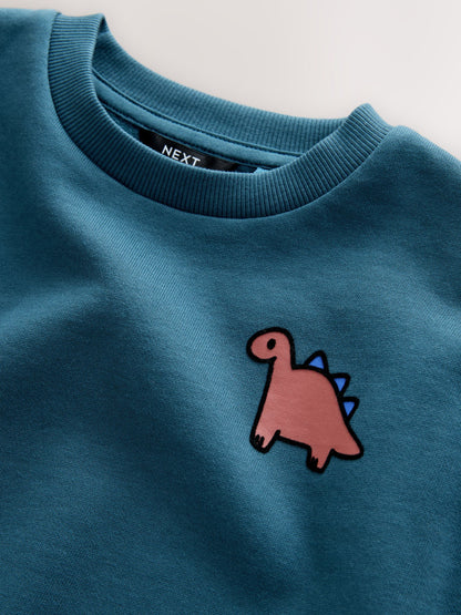 Dsiney Kidz - Blue Dinosaur Back Printed Crew Neck Sweat Top (3mths-7yrs) image 3