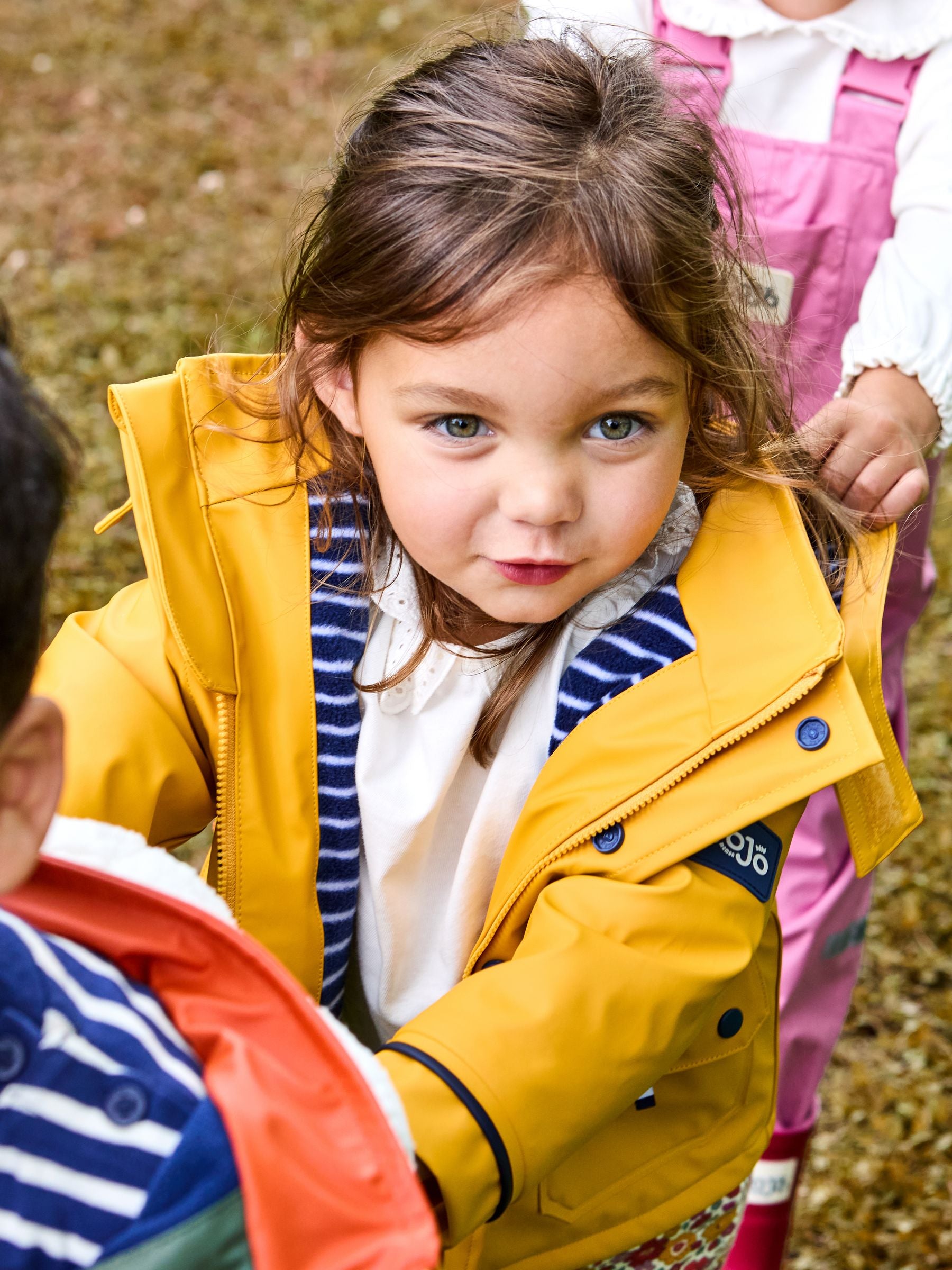 Dsiney Kidz - JoJo Maman Bébé Yellow Navy Cosy Lined Waterproof Jacket image 2