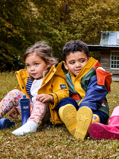 Dsiney Kidz - JoJo Maman Bébé Yellow Navy Cosy Lined Waterproof Jacket image 5