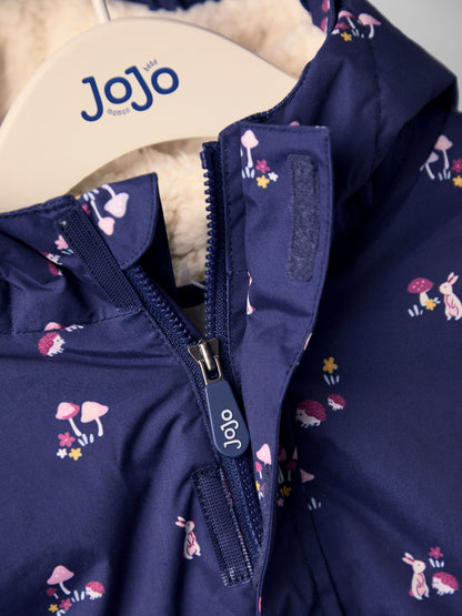 Dsiney Kidz - JoJo Maman Bébé Navy Ditsy Lined Parka image 4