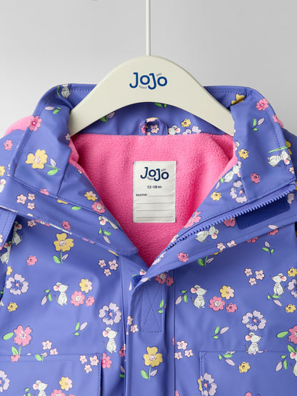 Dsiney Kidz - JoJo Maman Bébé Lilac Mouse Waterproof Cosy Lined Jacket image 3