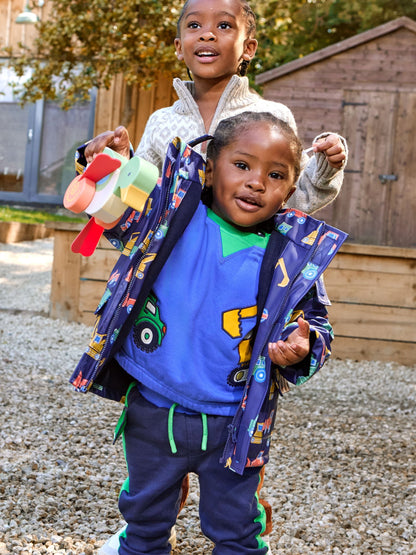 Dsiney Kidz - JoJo Maman Bébé Navy Transport Navy Cosy Lined Waterproof Jacket image 1