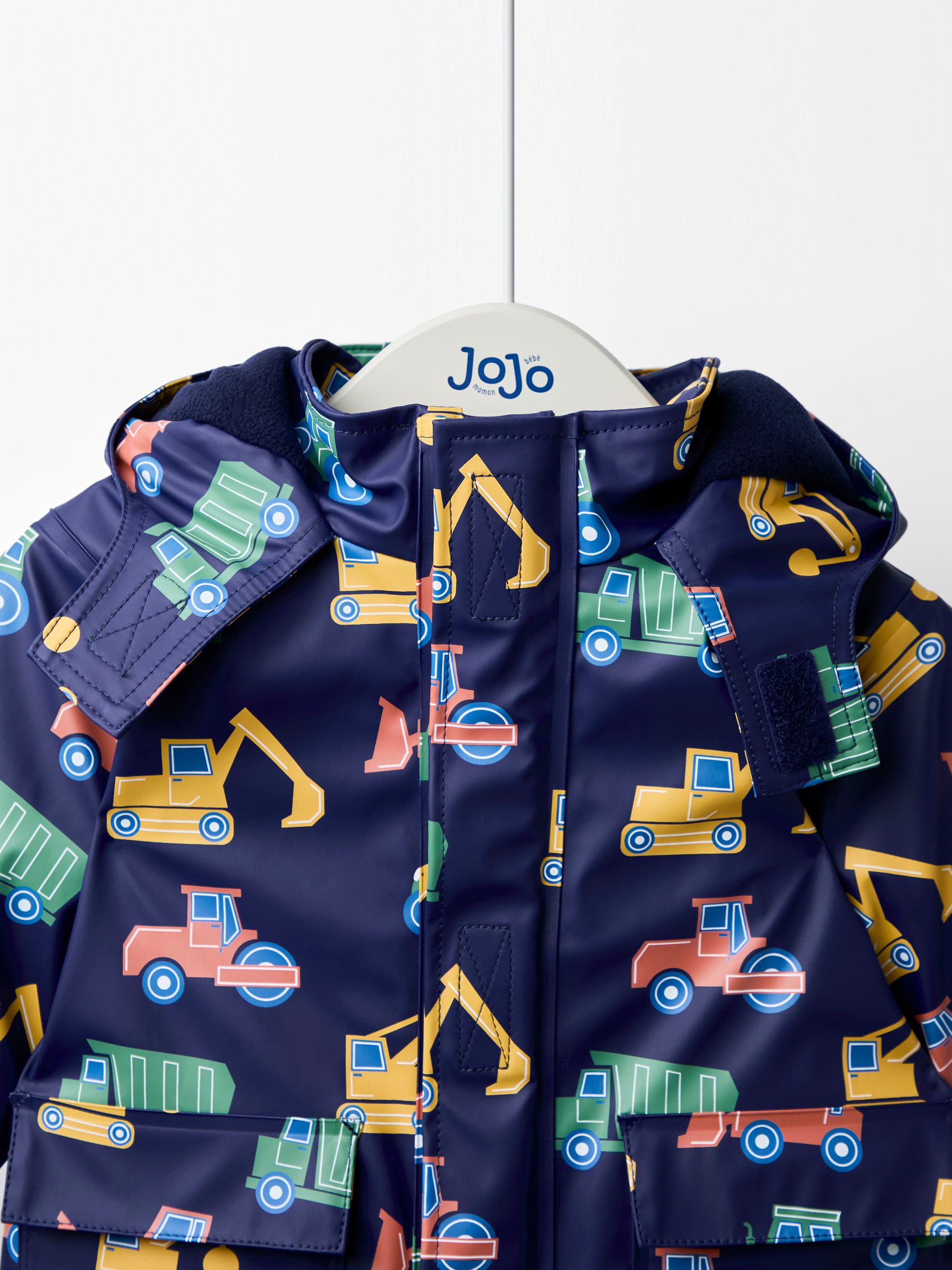 Dsiney Kidz - JoJo Maman Bébé Navy Transport Navy Cosy Lined Waterproof Jacket image 4
