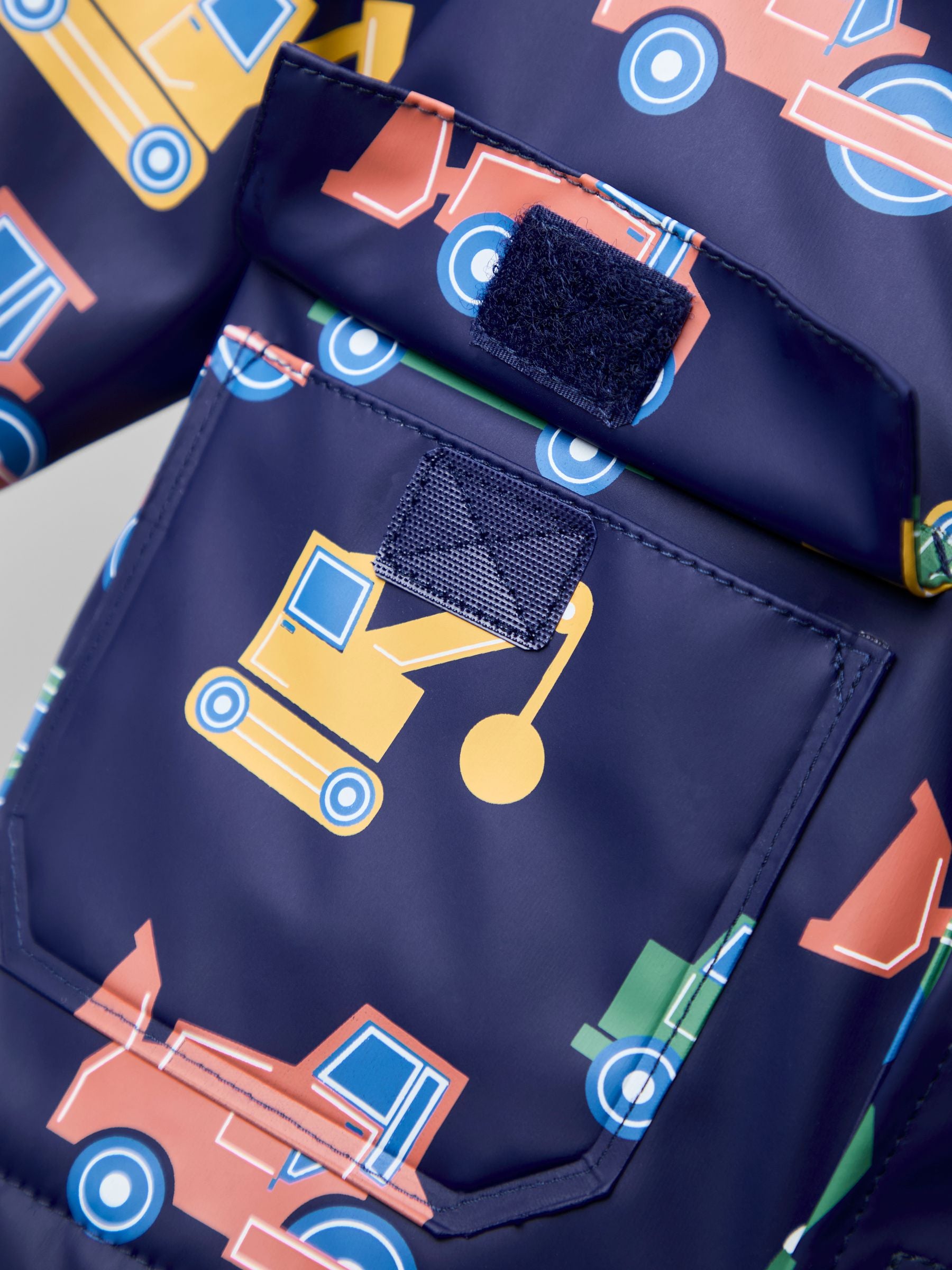 Dsiney Kidz - JoJo Maman Bébé Navy Transport Navy Cosy Lined Waterproof Jacket image 6