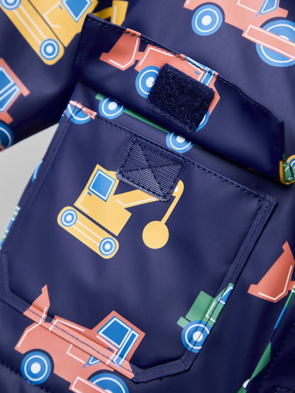Dsiney Kidz - JoJo Maman Bébé Navy Transport Navy Cosy Lined Waterproof Jacket image 6