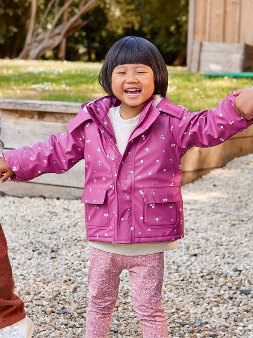 Dsiney Kidz - JoJo Maman Bébé Pink Ditsy Waterproof Cosy Lined Jacket image 1