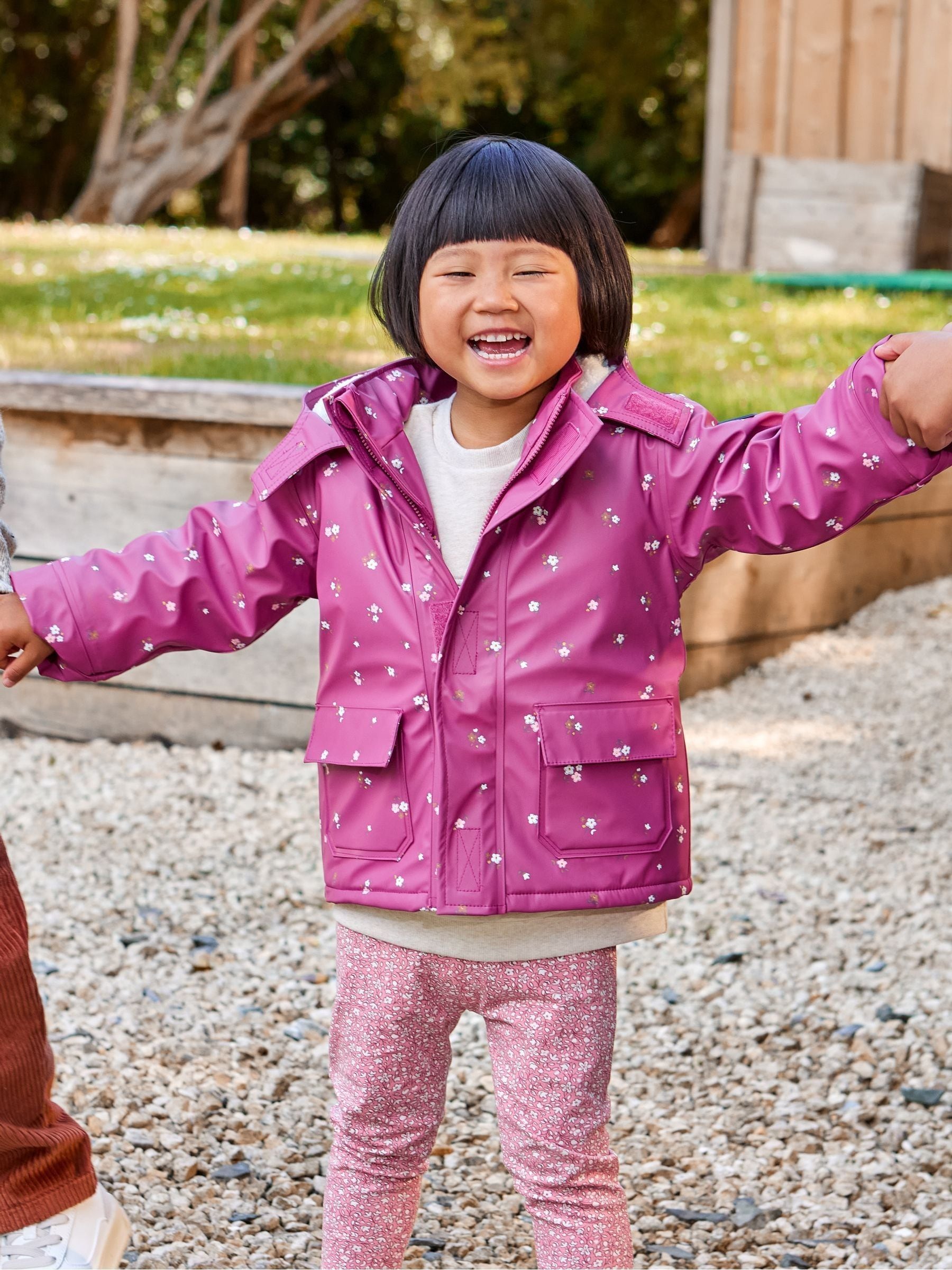 Dsiney Kidz - JoJo Maman Bébé Pink Ditsy Waterproof Cosy Lined Jacket image 1