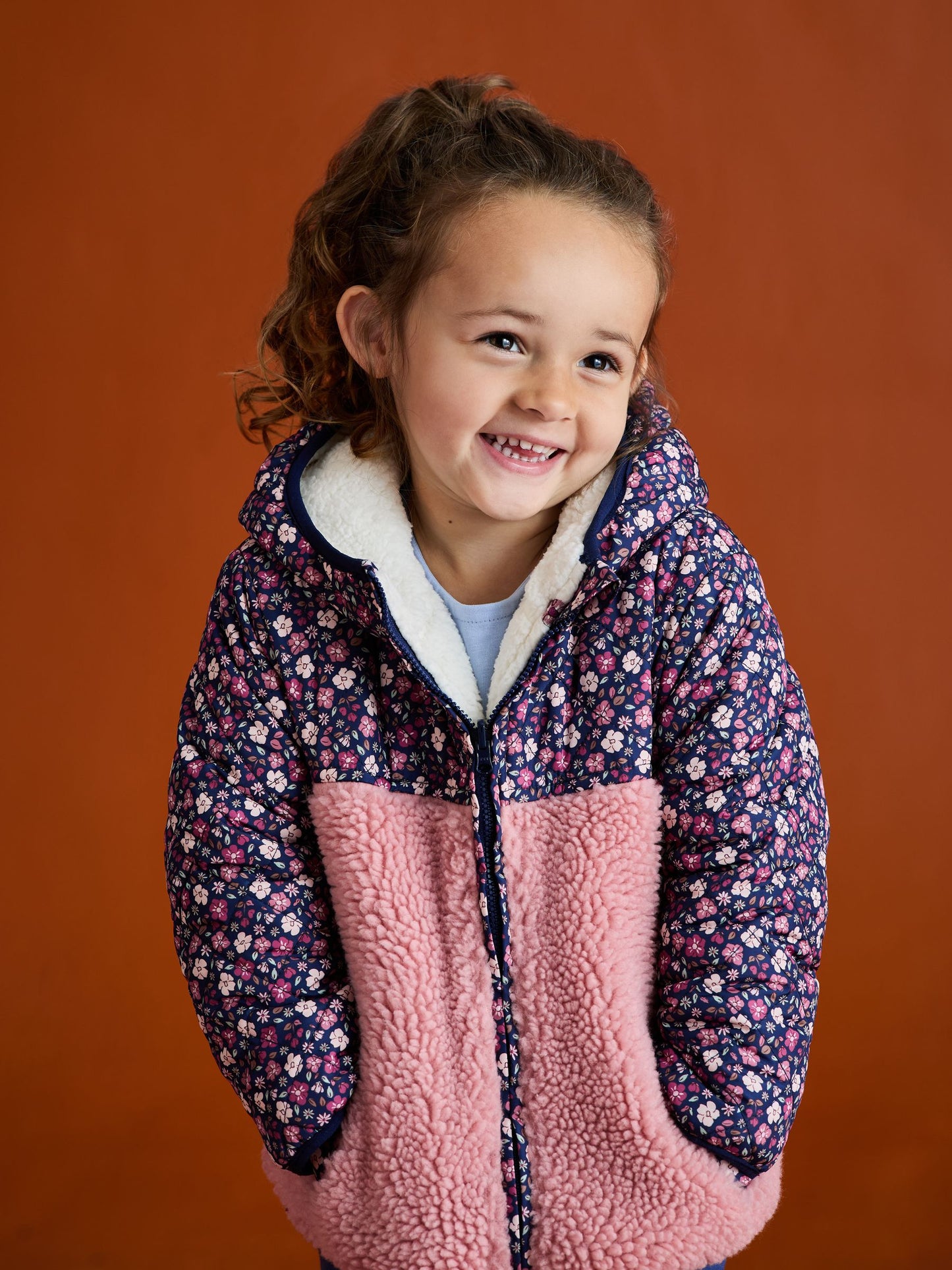 Dsiney Kidz - JoJo Maman Bébé Pink Reversible Borg Lined Jacket image 1