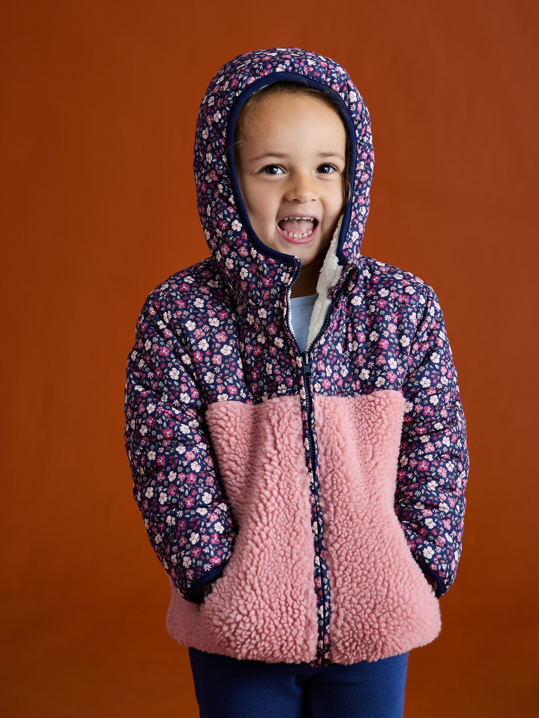 Dsiney Kidz - JoJo Maman Bébé Pink Reversible Borg Lined Jacket image 2